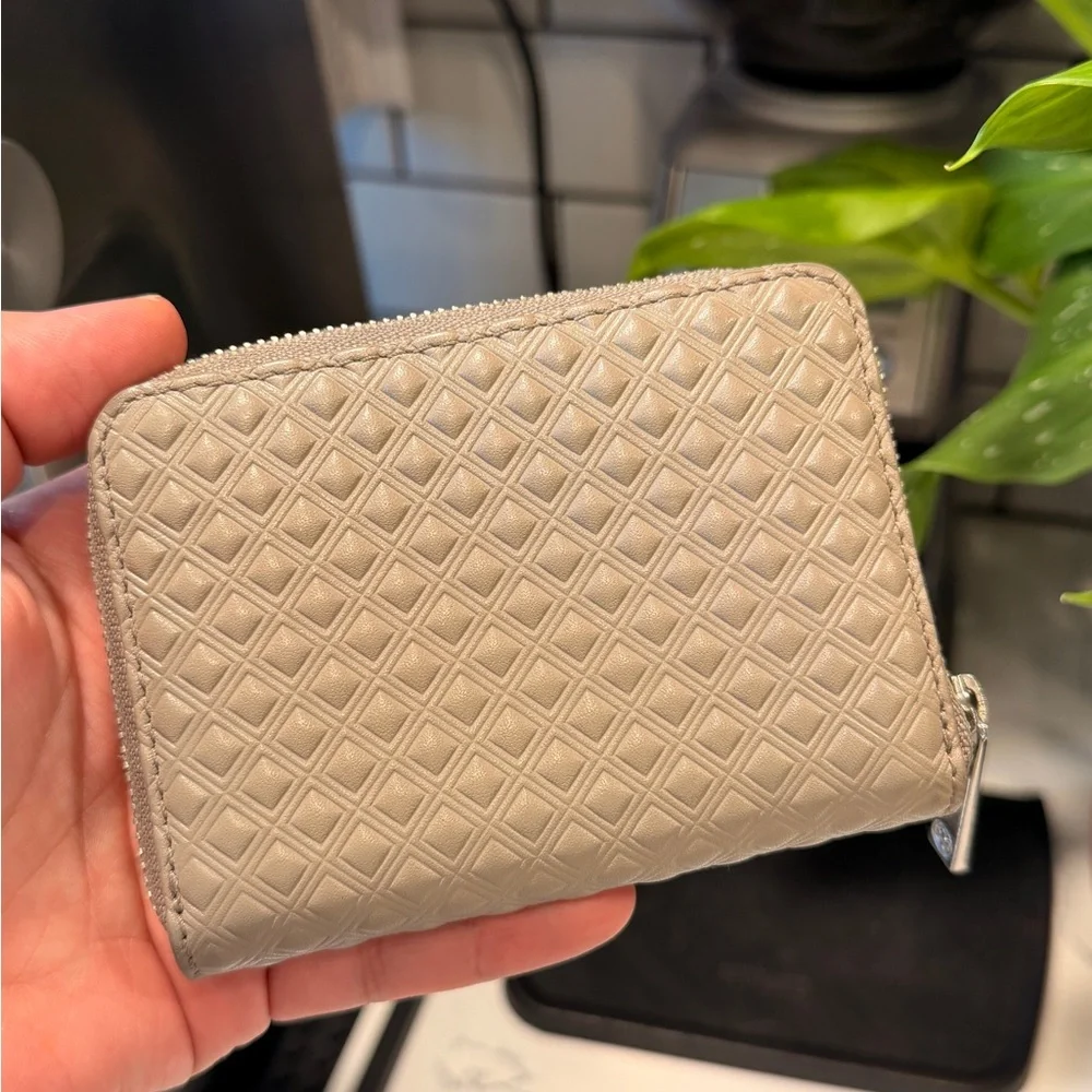 Tory Burch Taupe Leather Zip Coin Pouch - Picture 3 of 7